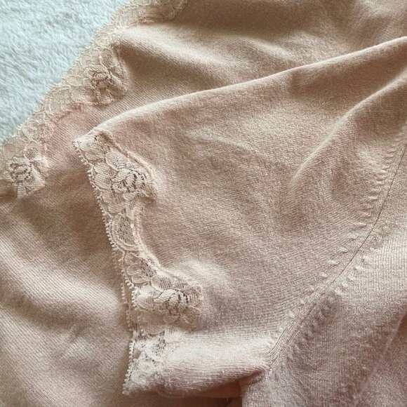 INC International Concepts Pink Short Sleeve Sweater Petite M with Lace Trim  * - Picture 7 of 7